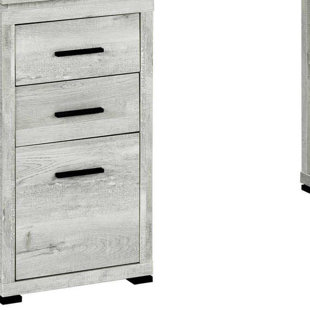 60" Gray L-Shaped Computer Desk with 3 Drawers
