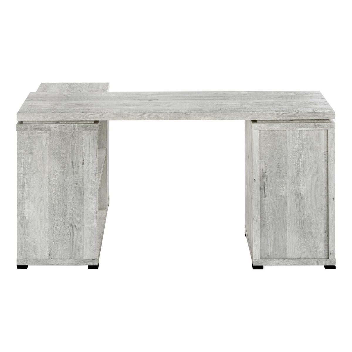 60" Gray L-Shaped Computer Desk with 3 Drawers