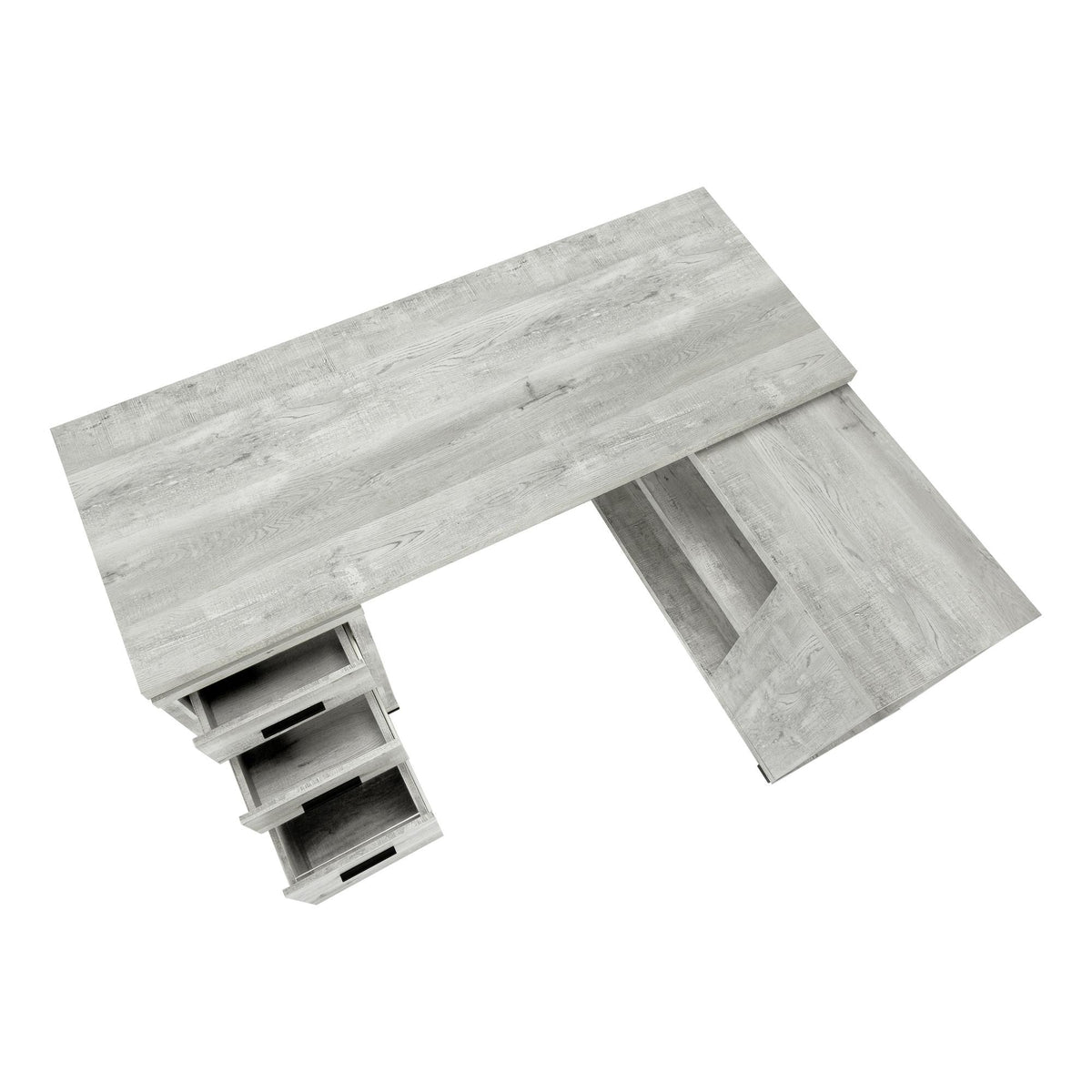 60" Gray L-Shaped Computer Desk with 3 Drawers