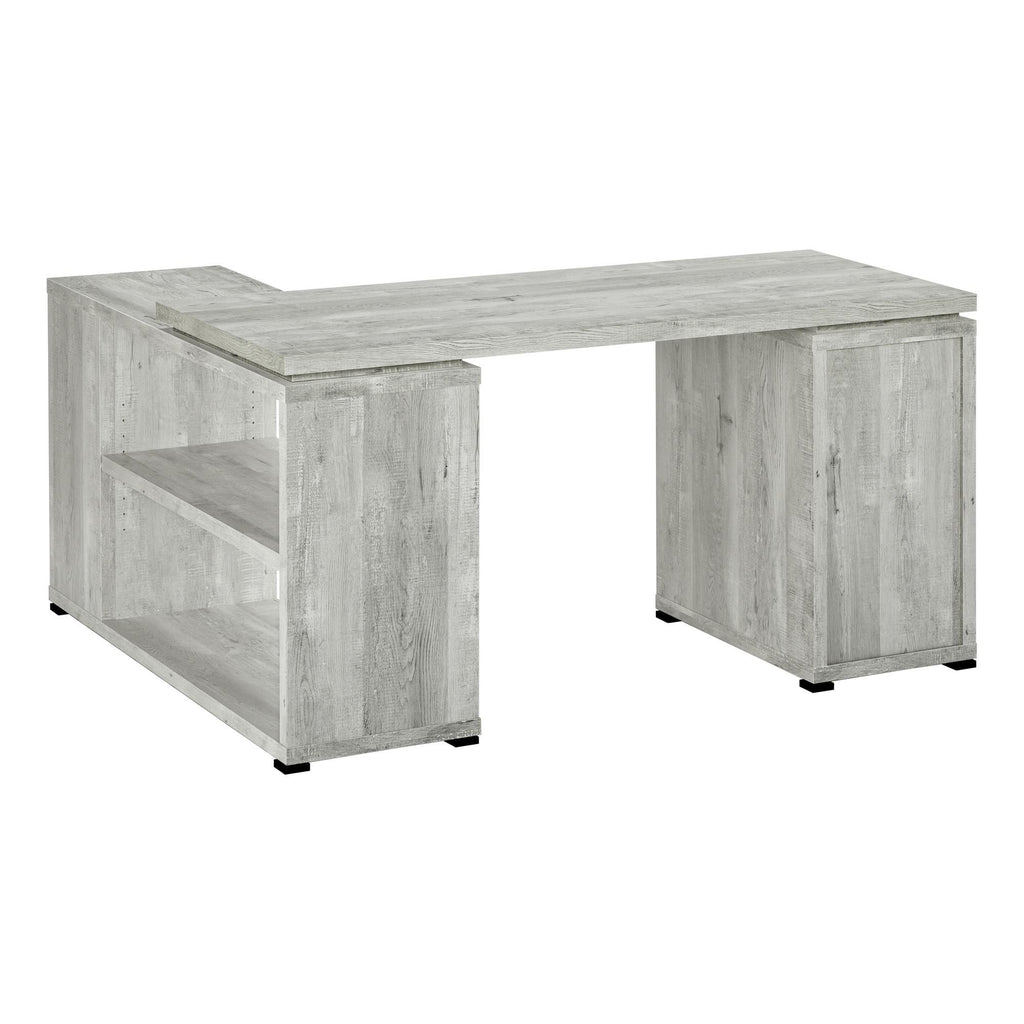 60" Gray L-Shaped Computer Desk with 3 Drawers