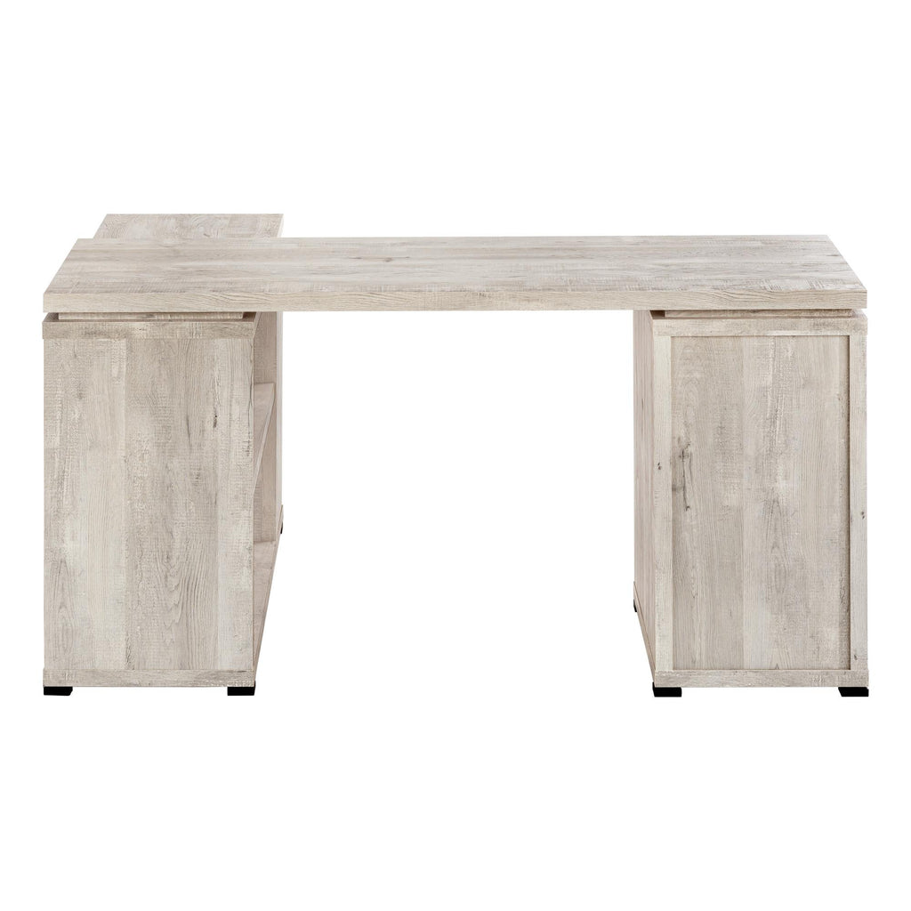 60" Taupe L-Shaped Computer Desk with 3 Drawers