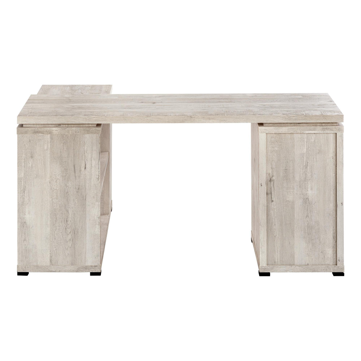 60" Taupe L-Shaped Computer Desk with 3 Drawers