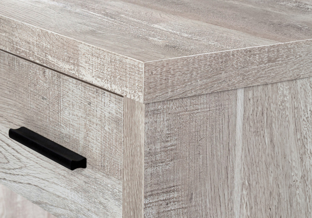 63" Taupe L-Shaped Computer Desk with 8 Drawers