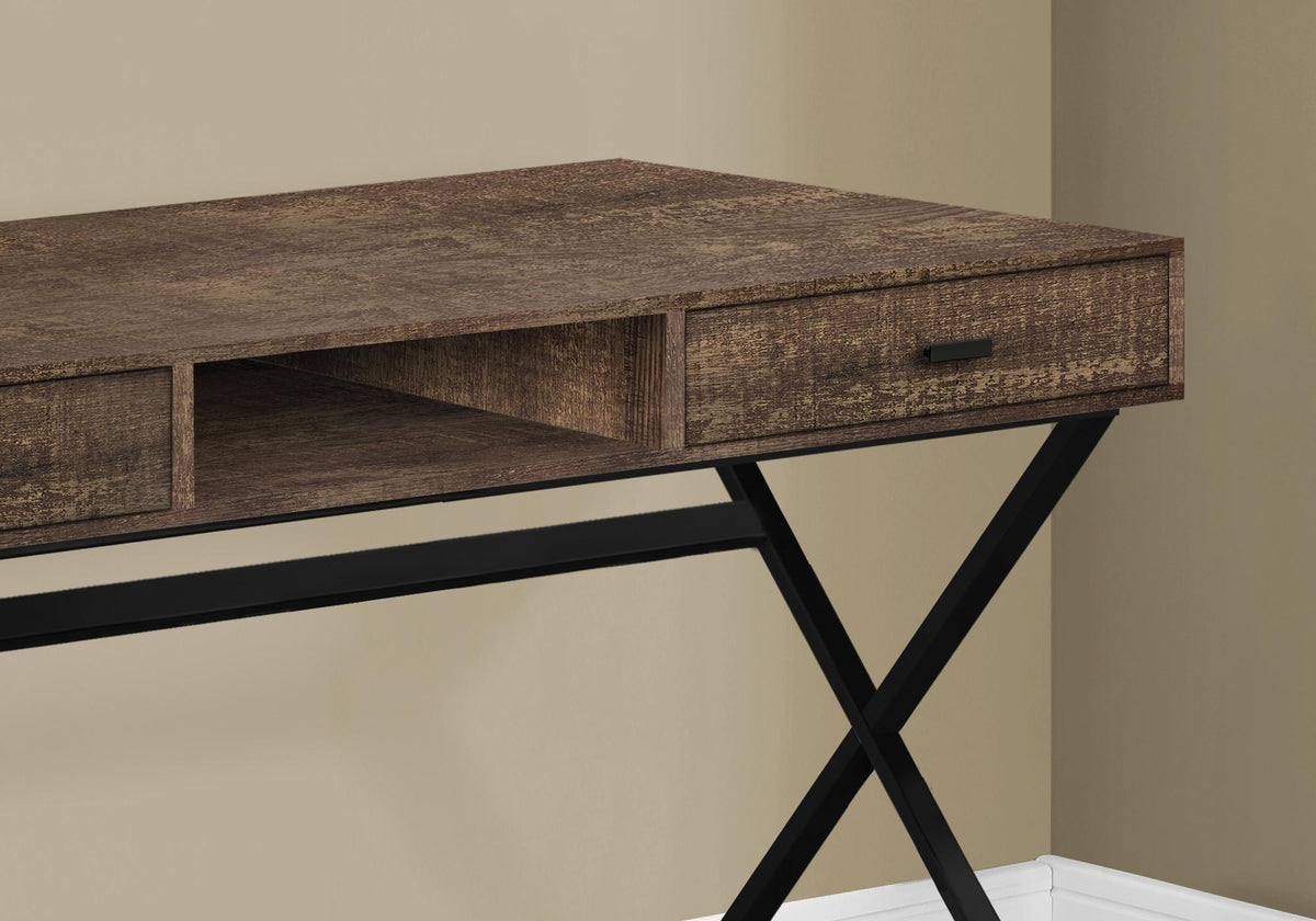 47" Brown and Black Computer Desk with 2 Drawers