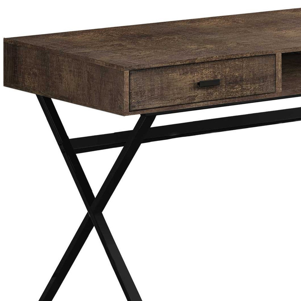 47" Brown and Black Computer Desk with 2 Drawers