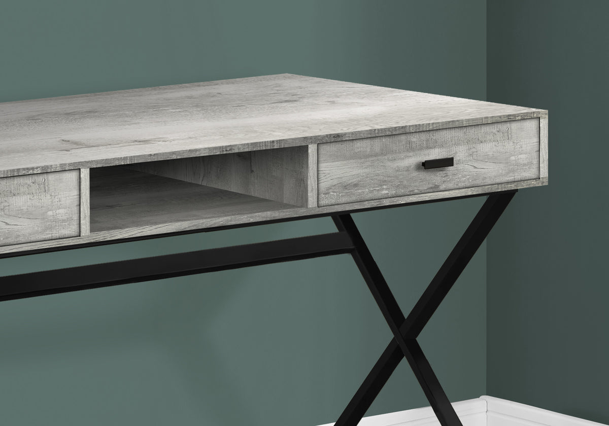 47" Gray and Black Computer Desk with 2 Drawers