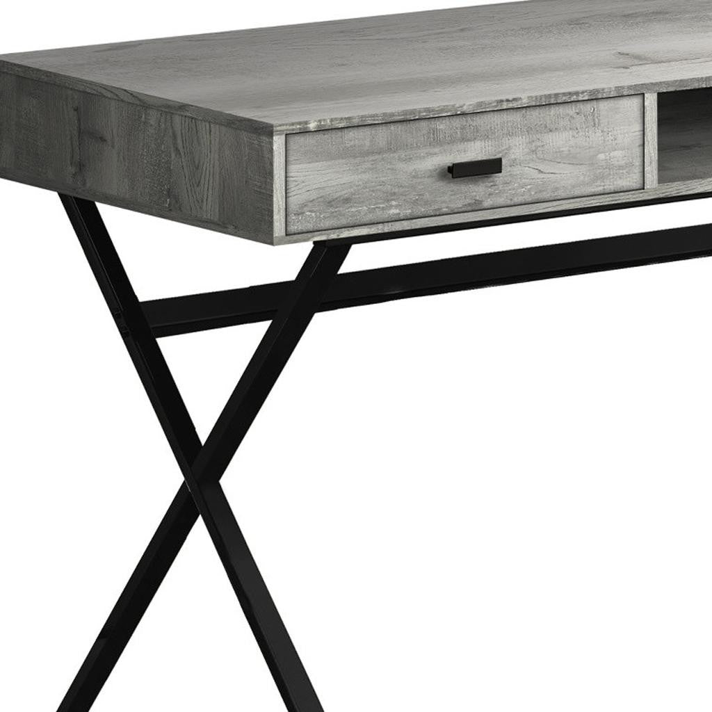 47" Gray and Black Computer Desk with 2 Drawers