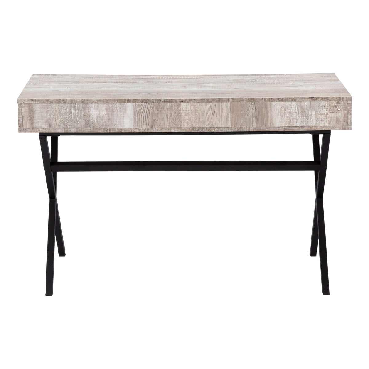 47" Taupe and Black Computer Desk with 2 Drawers