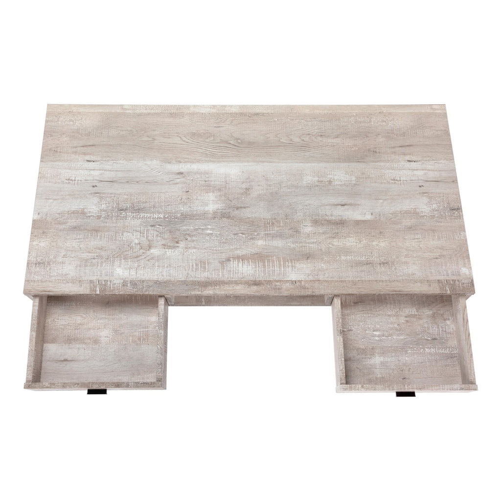 47" Taupe and Black Computer Desk with 2 Drawers