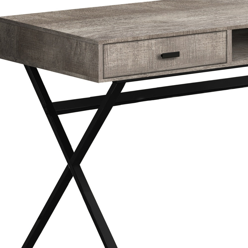 47" Taupe and Black Computer Desk with 2 Drawers