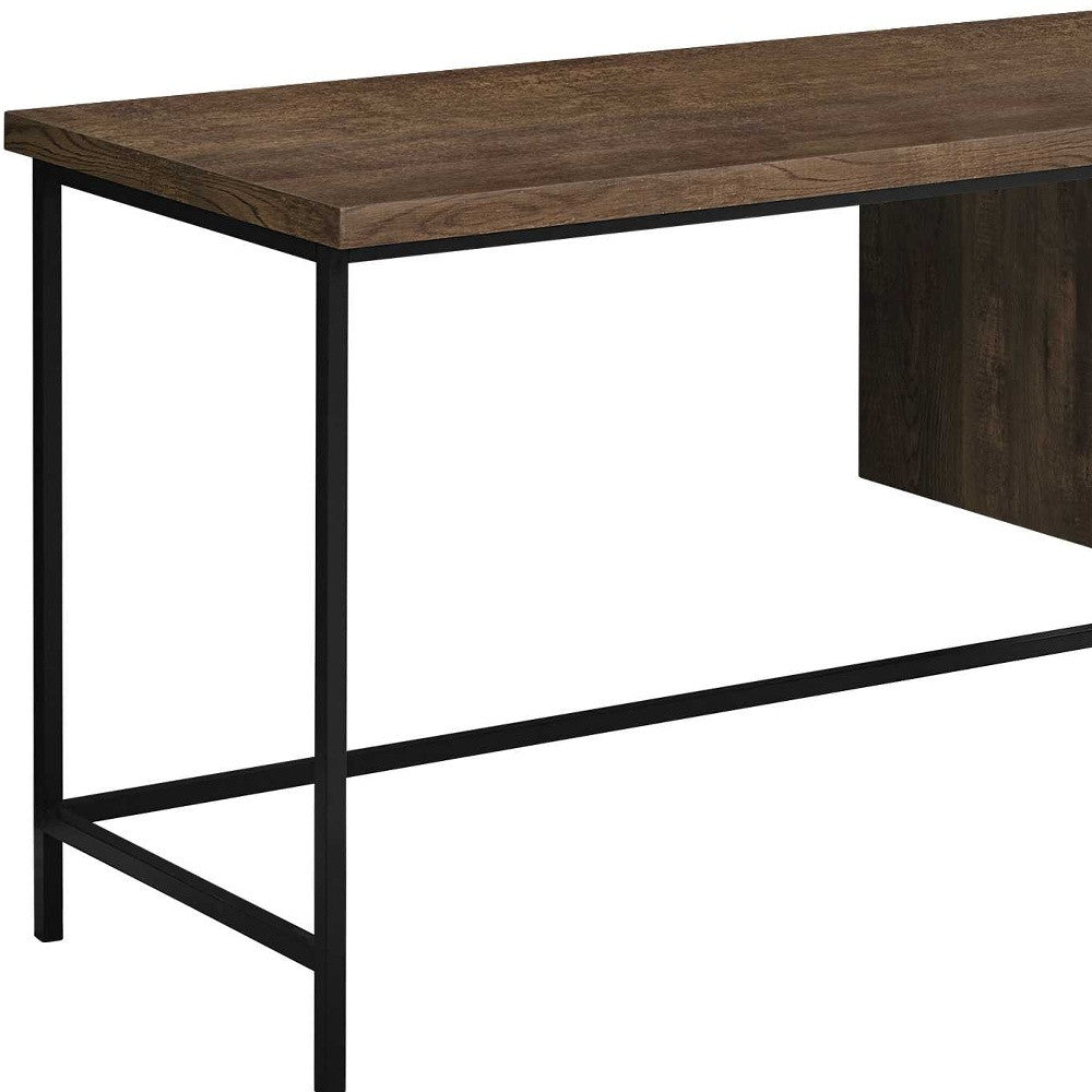 55" Brown and Black Computer Desk with 3 Drawers