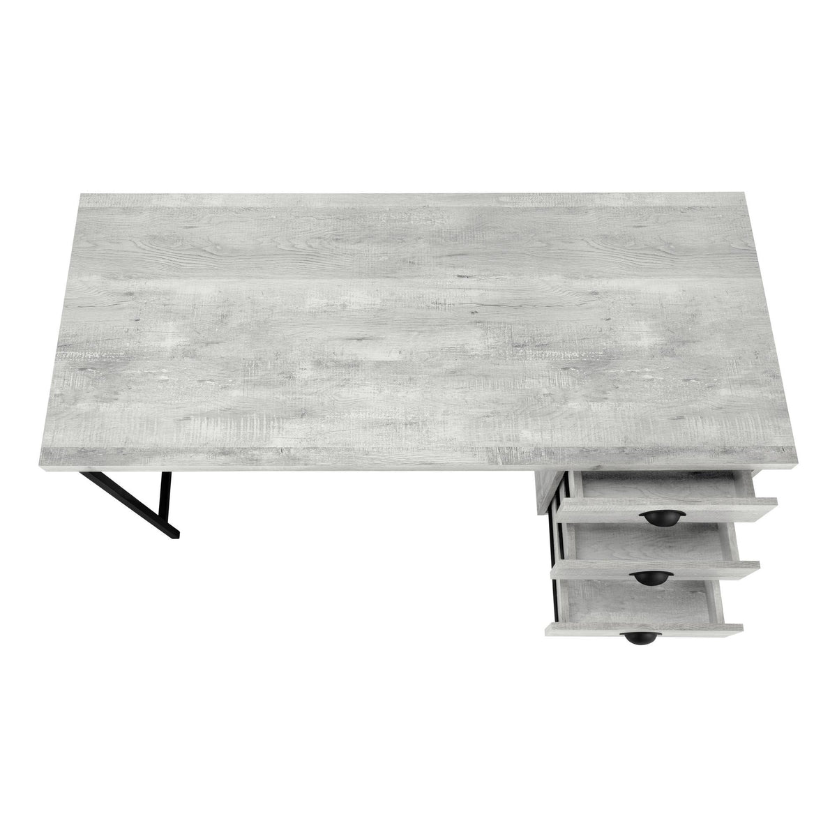 55" Gray and Black Computer Desk with 3 Drawers