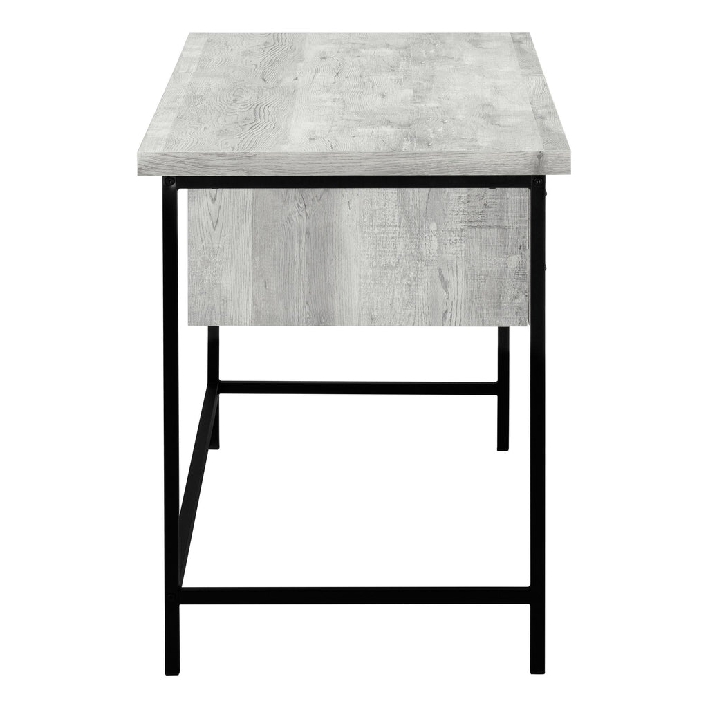 55" Gray and Black Computer Desk with 3 Drawers