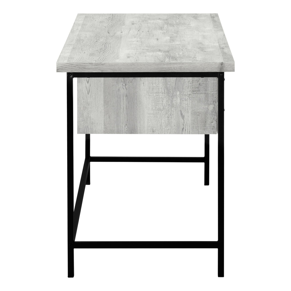 55" Gray and Black Computer Desk with 3 Drawers