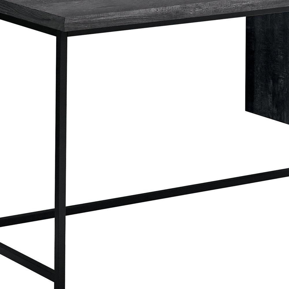 55" Gray and Black Computer Desk with 3 Drawers