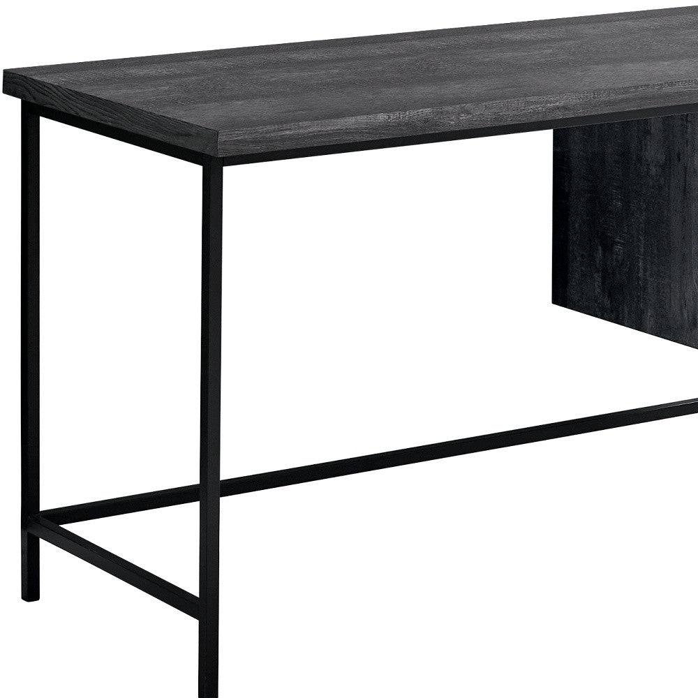 55" Gray and Black Computer Desk with 3 Drawers