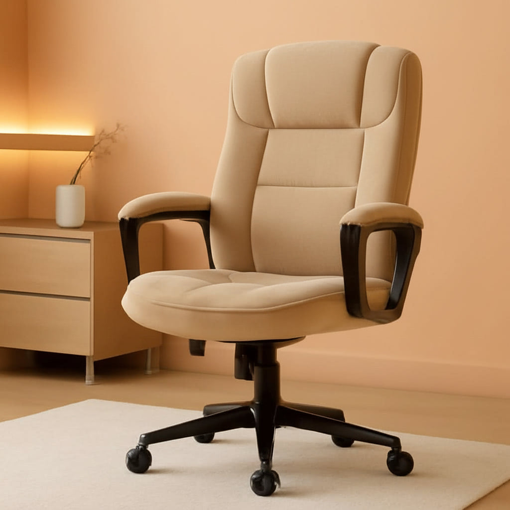 Hannah Executive Ergonomic Office Chair With Lumbar Support Beige Microfiber-0