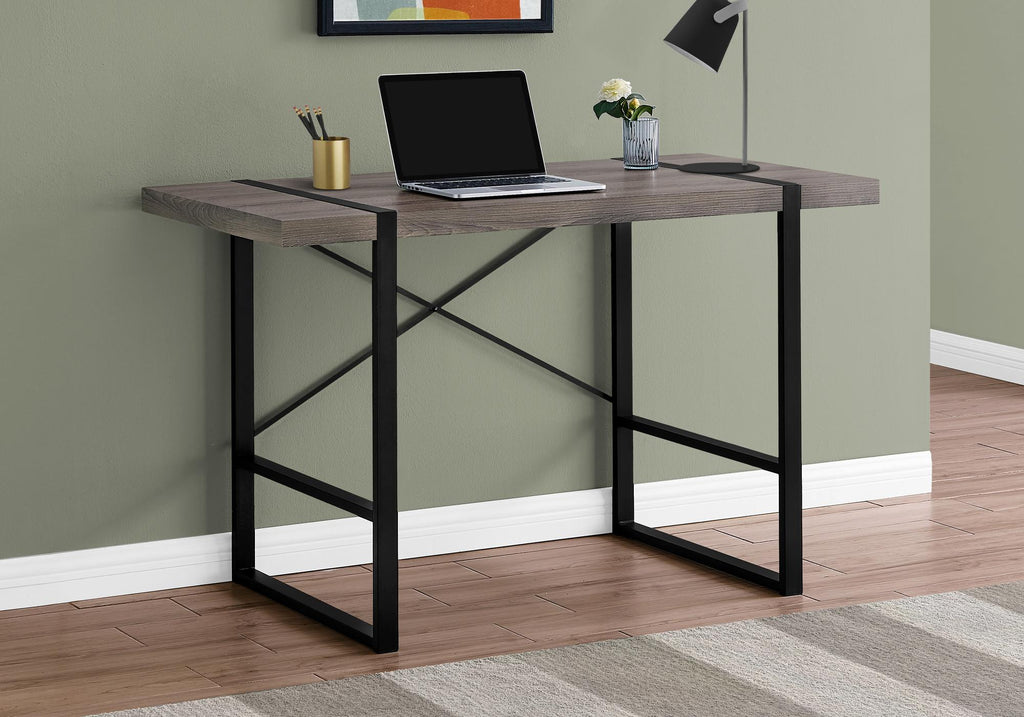 49" Taupe and Black Computer Desk