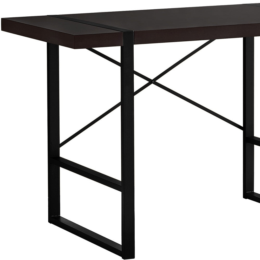 49" Dark Brown and Black Computer Desk