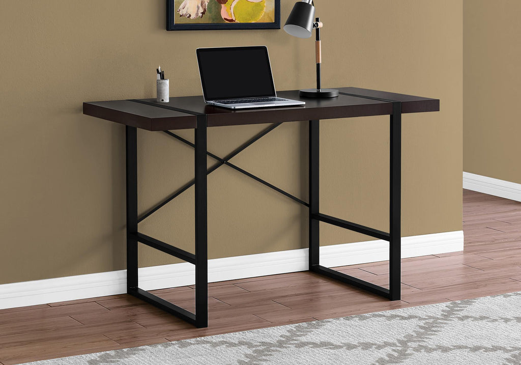 49" Dark Brown and Black Computer Desk