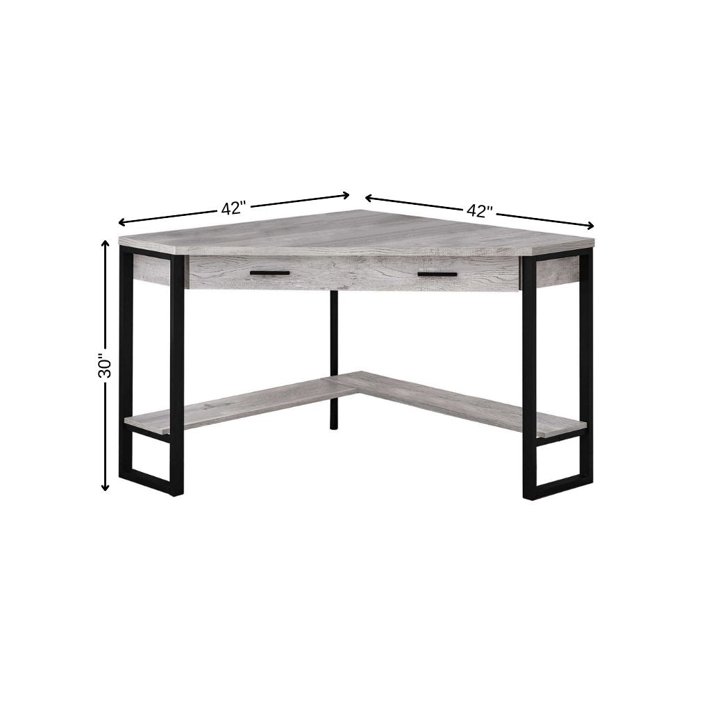 42" Gray and Black Corner Computer Desk