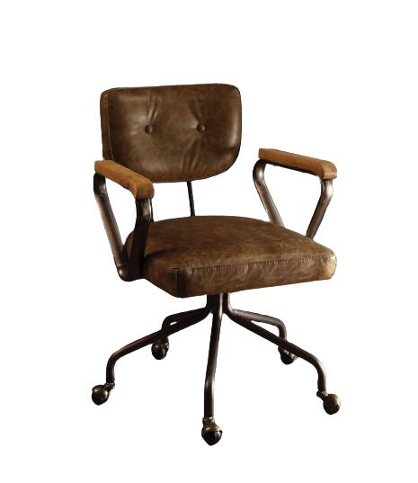 Brown & Black Swivel Faux Leather Office Chair | Rolling Casters, Ergonomic Design