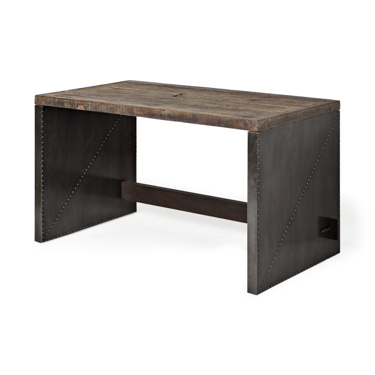52" Dark Brown and Gray Writing Desk