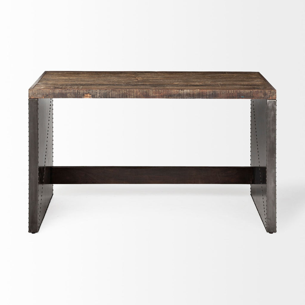 52" Dark Brown and Gray Writing Desk