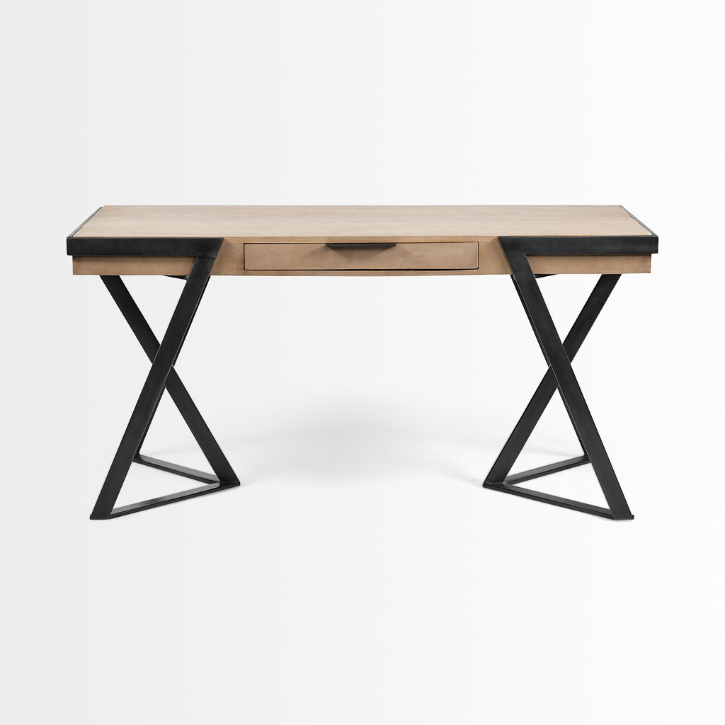 60" Brown and Black Writing Desk