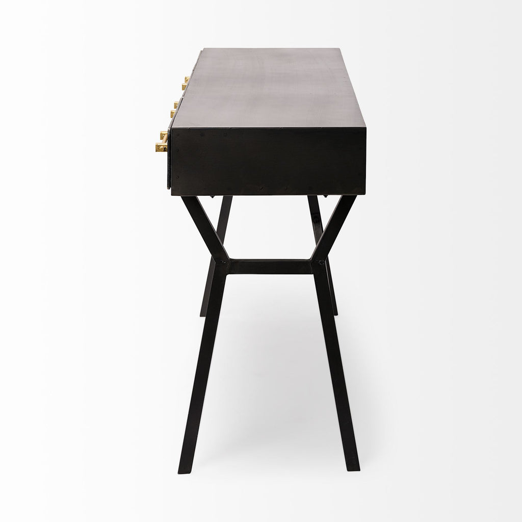 51" Black Writing Desk with 3 Drawers