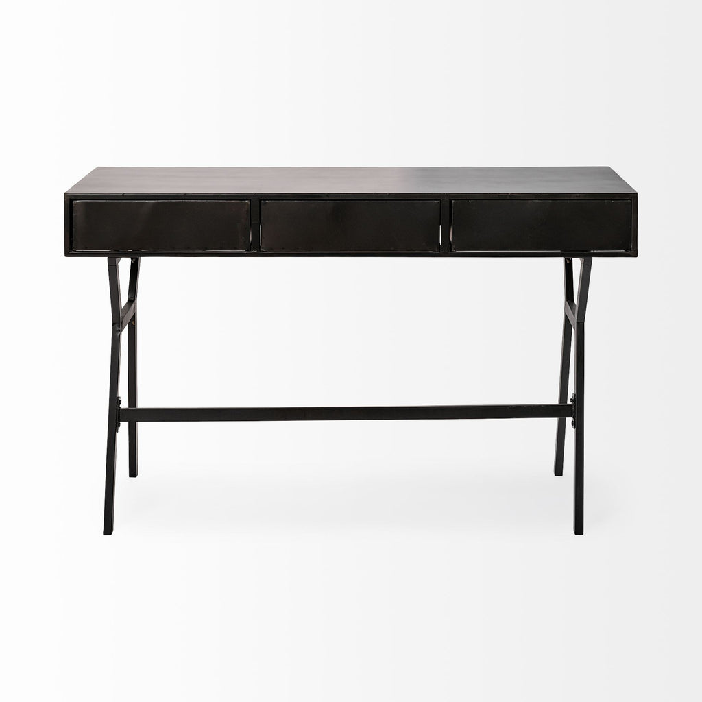 51" Black Writing Desk with 3 Drawers