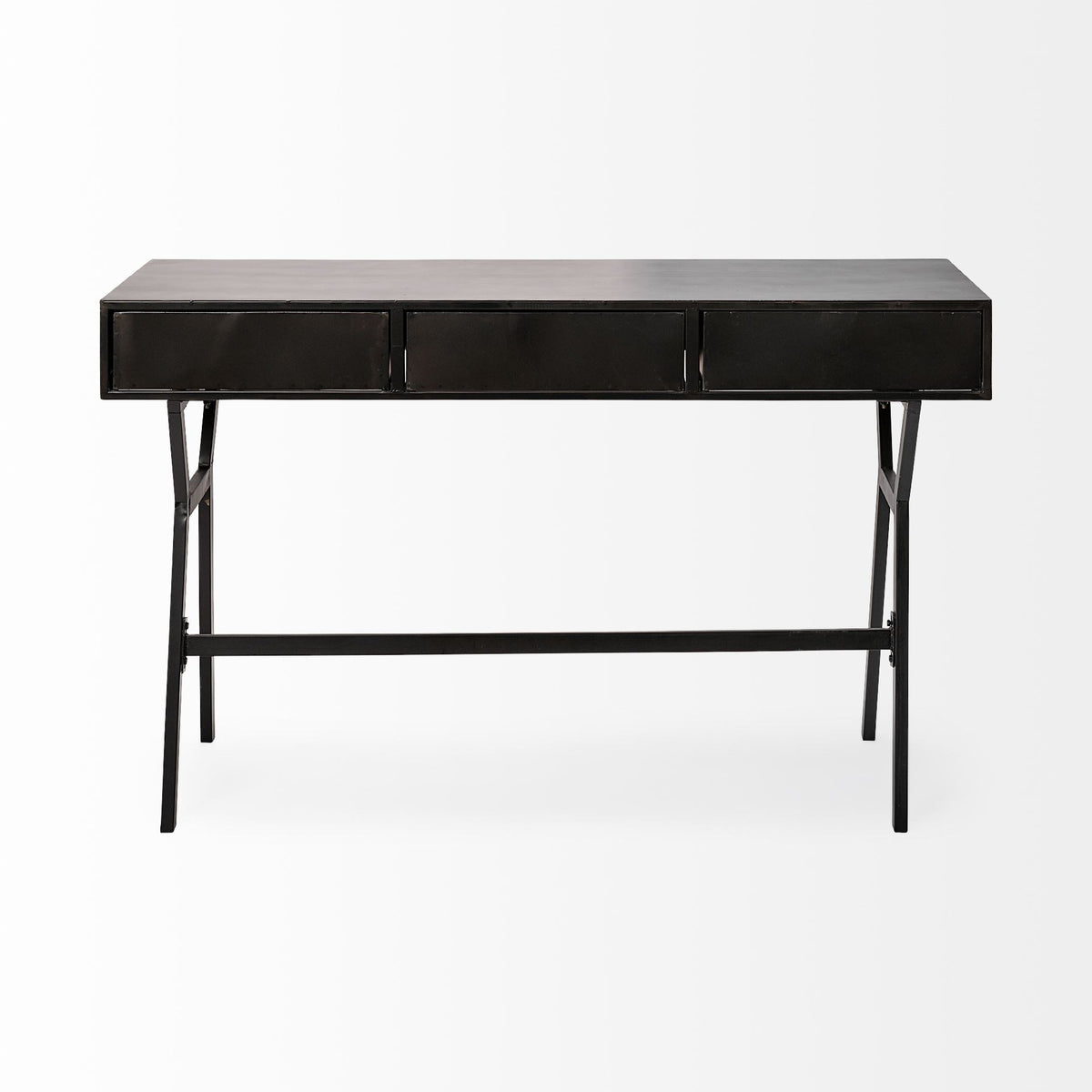 51" Black Writing Desk with 3 Drawers
