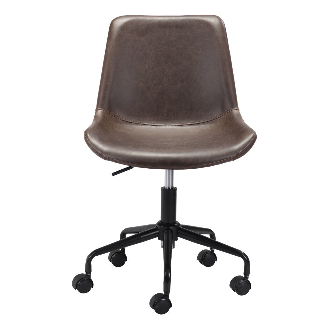 Brown & Black Adjustable Swivel Faux Leather Office Chair | Rolling Casters, Ergonomic Comfort