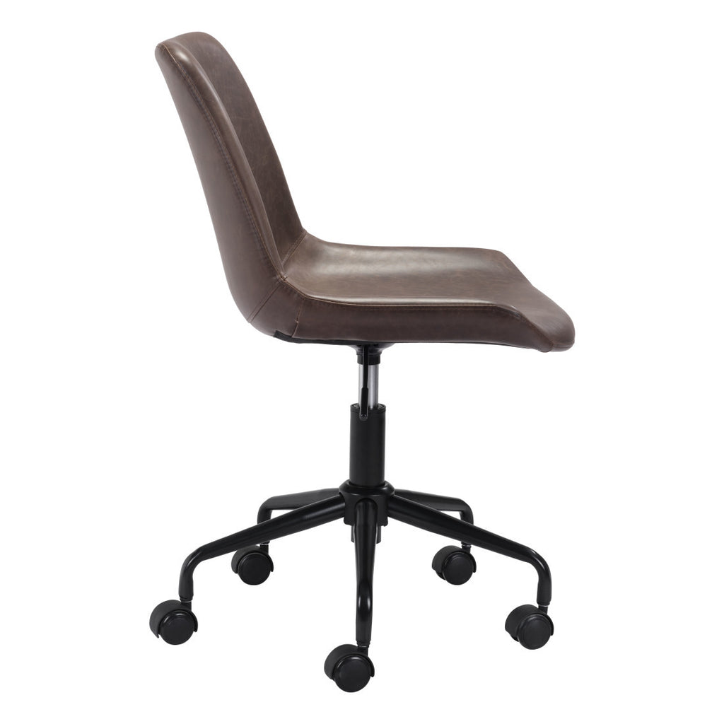 Brown & Black Adjustable Swivel Faux Leather Office Chair | Rolling Casters, Ergonomic Comfort