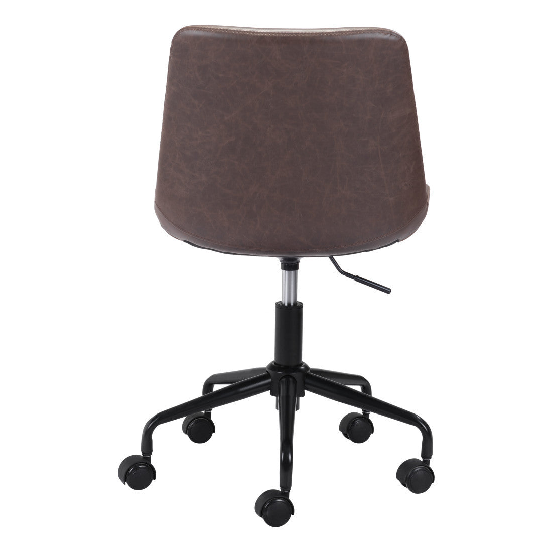 Brown & Black Adjustable Swivel Faux Leather Office Chair | Rolling Casters, Ergonomic Comfort
