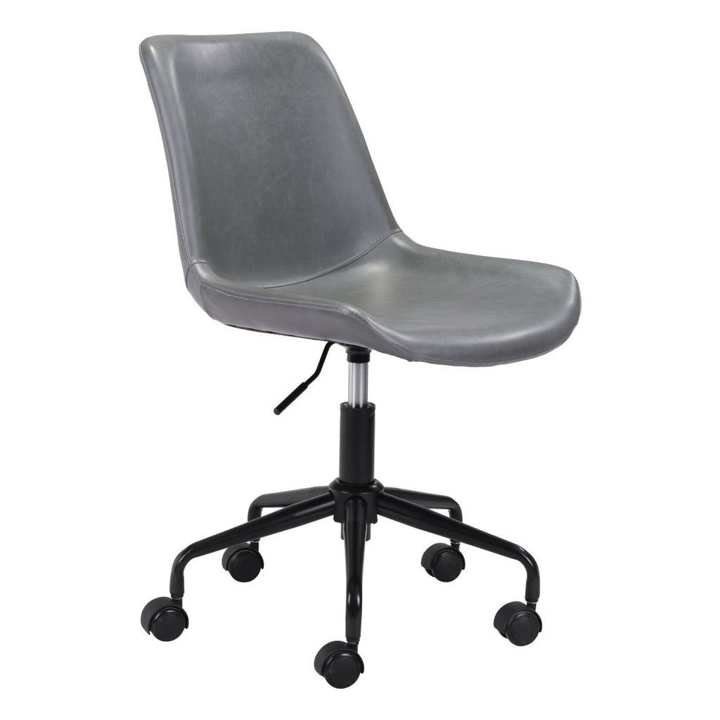 Gray & Black Adjustable Swivel Faux Leather Office Chair | Rolling Casters, Ergonomic Design