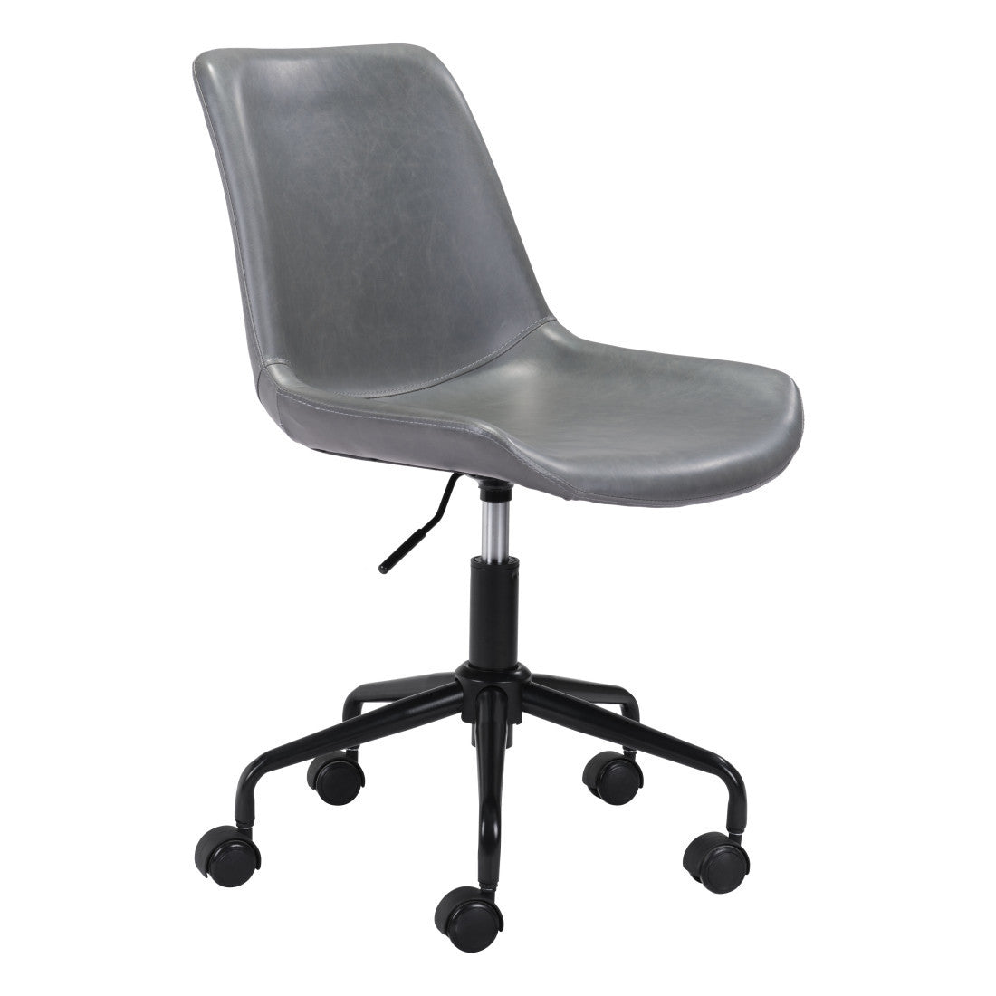 Gray & Black Adjustable Swivel Faux Leather Office Chair | Rolling Casters, Ergonomic Design