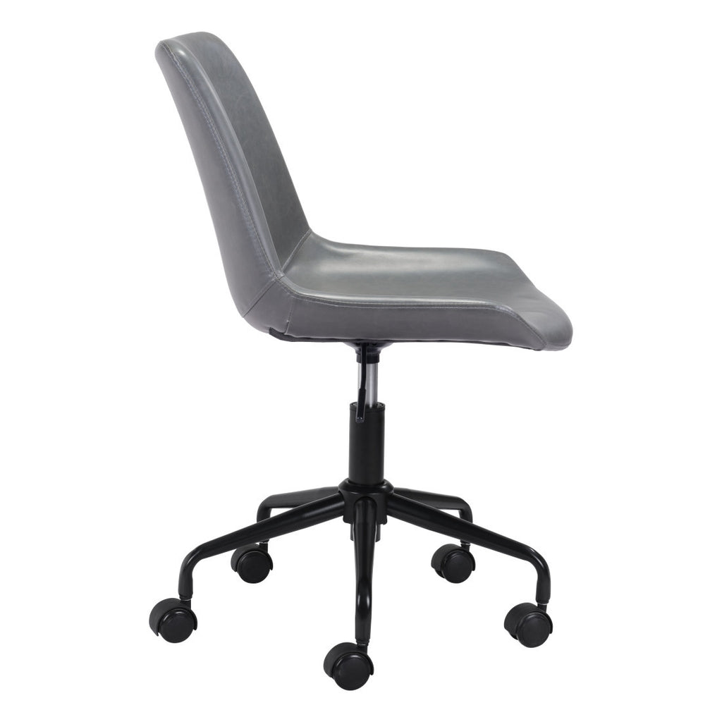 Gray & Black Adjustable Swivel Faux Leather Office Chair | Rolling Casters, Ergonomic Design