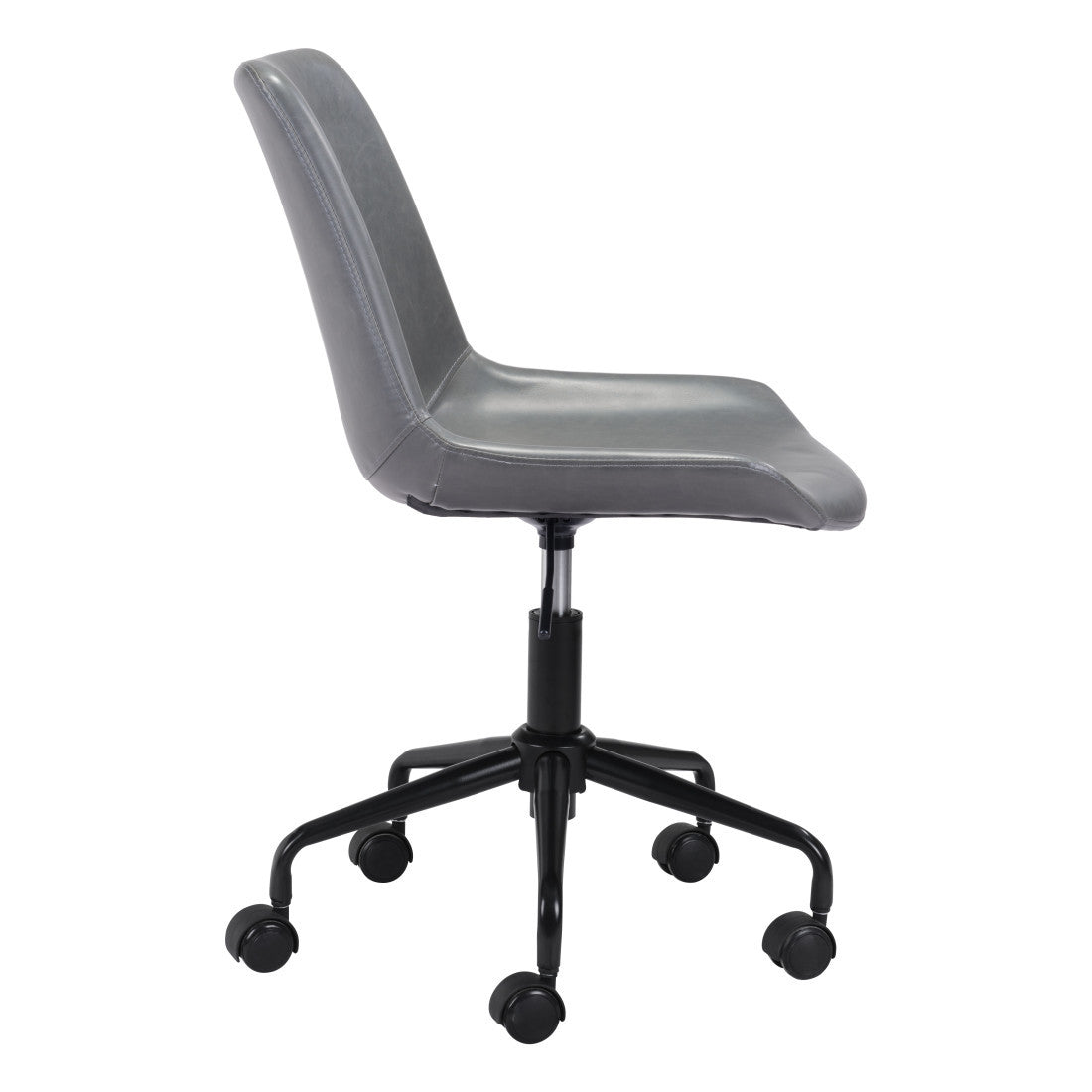 Gray & Black Adjustable Swivel Faux Leather Office Chair | Rolling Casters, Ergonomic Design