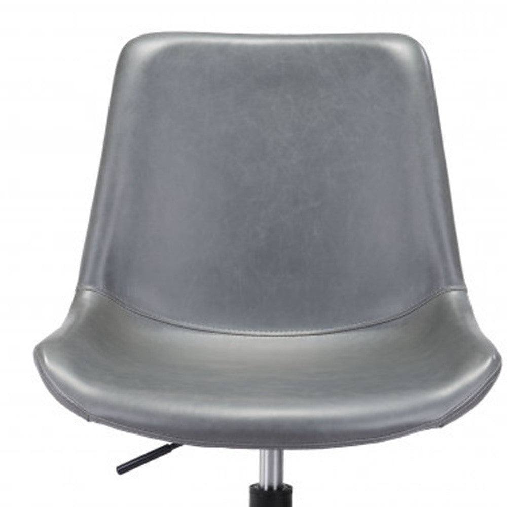 Gray & Black Adjustable Swivel Faux Leather Office Chair | Rolling Casters, Ergonomic Design