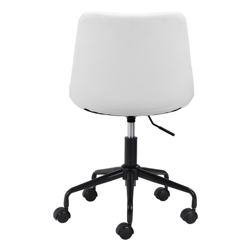 White & Black Adjustable Swivel Faux Leather Office Chair | Rolling Casters, Modern Style
