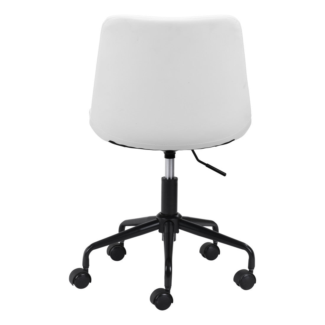 White & Black Adjustable Swivel Faux Leather Office Chair | Rolling Casters, Modern Style