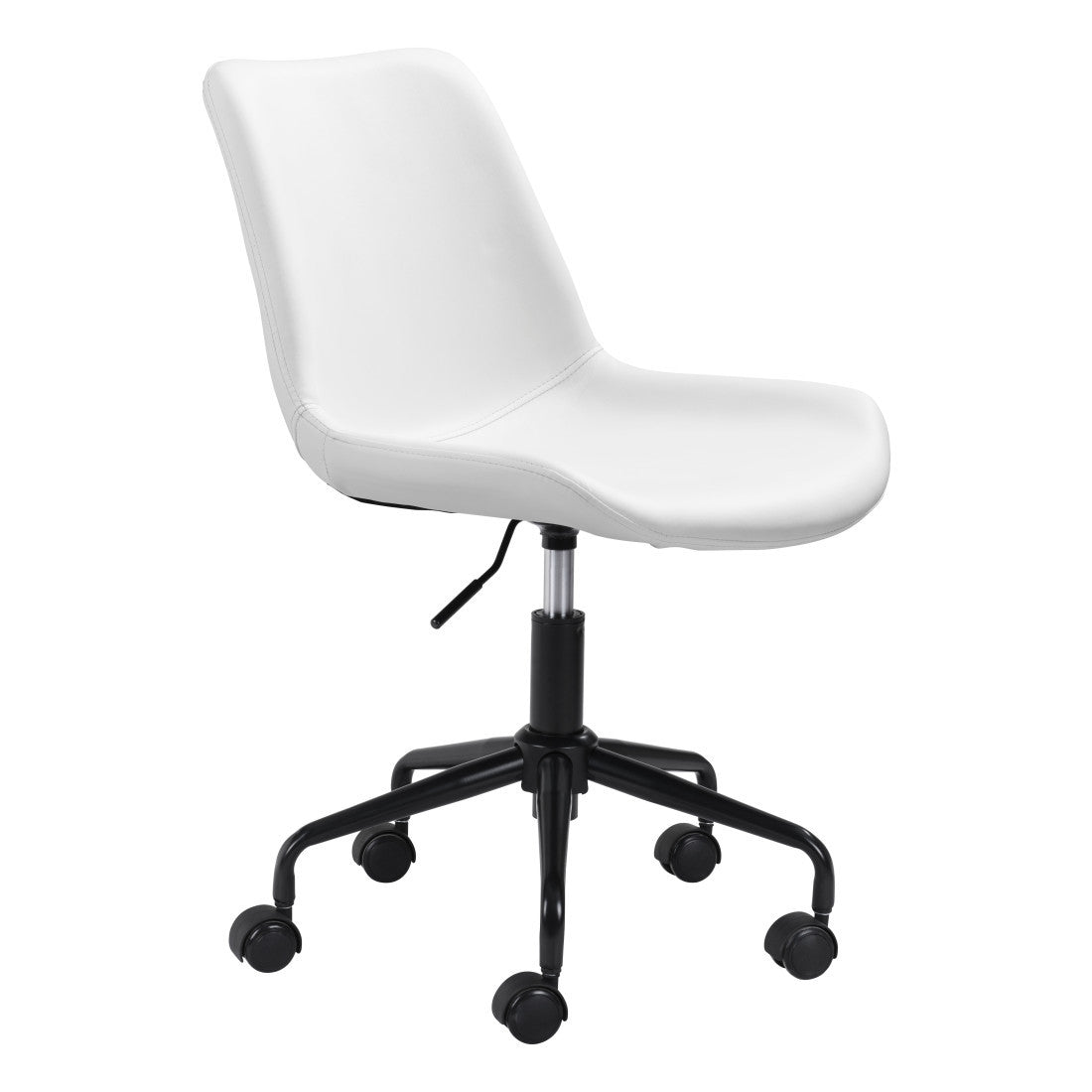 White & Black Adjustable Swivel Faux Leather Office Chair | Rolling Casters, Modern Style
