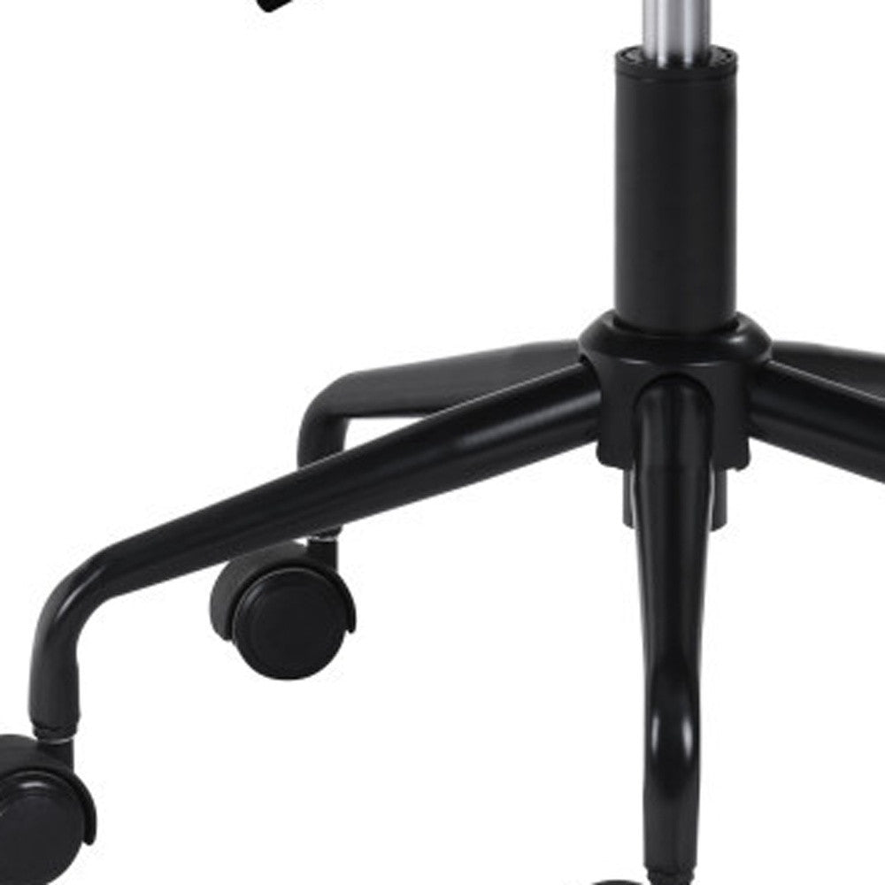 White & Black Adjustable Swivel Faux Leather Office Chair | Rolling Casters, Modern Style