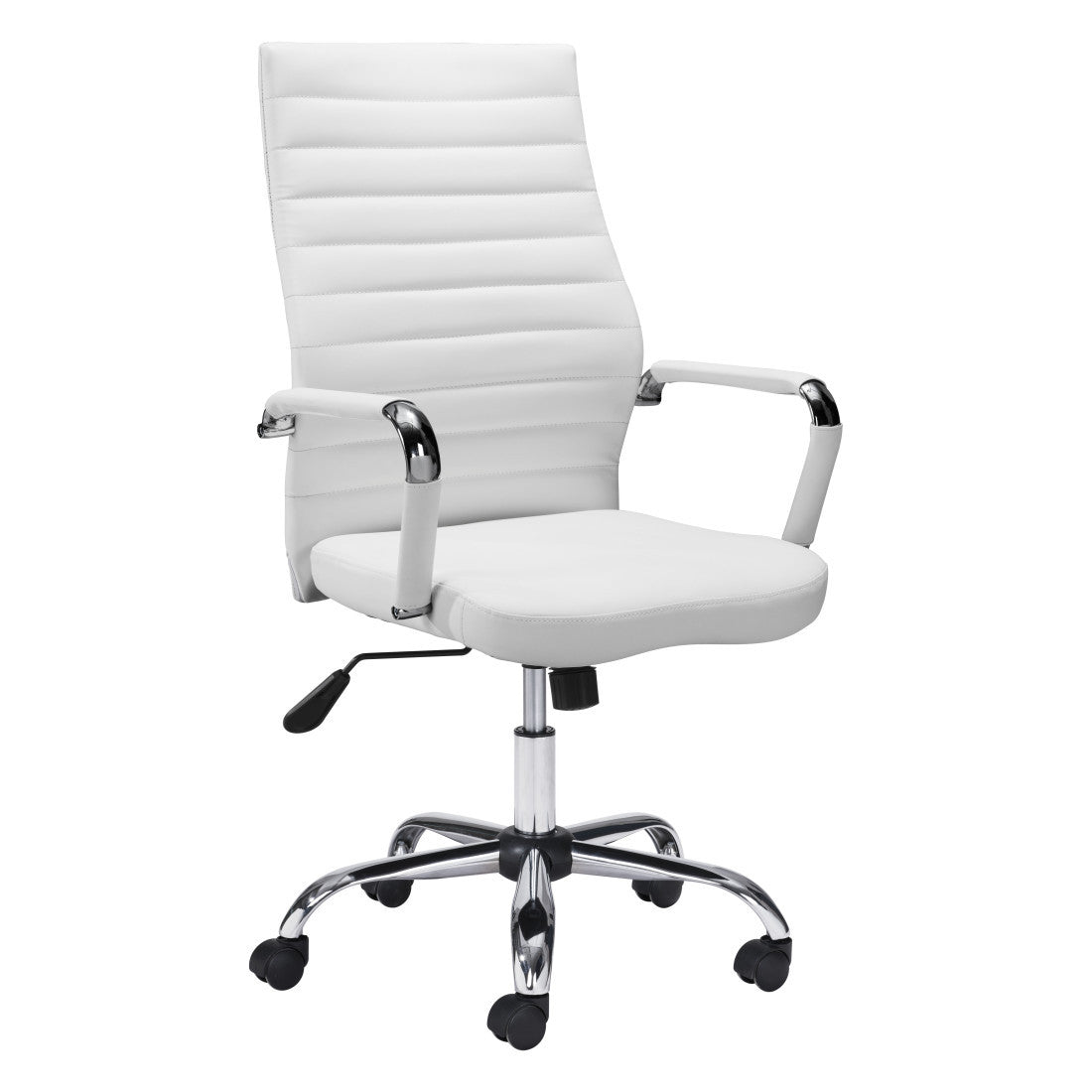 White & Silver Adjustable Swivel Faux Leather Conference Chair | Rolling, Ergonomic Design