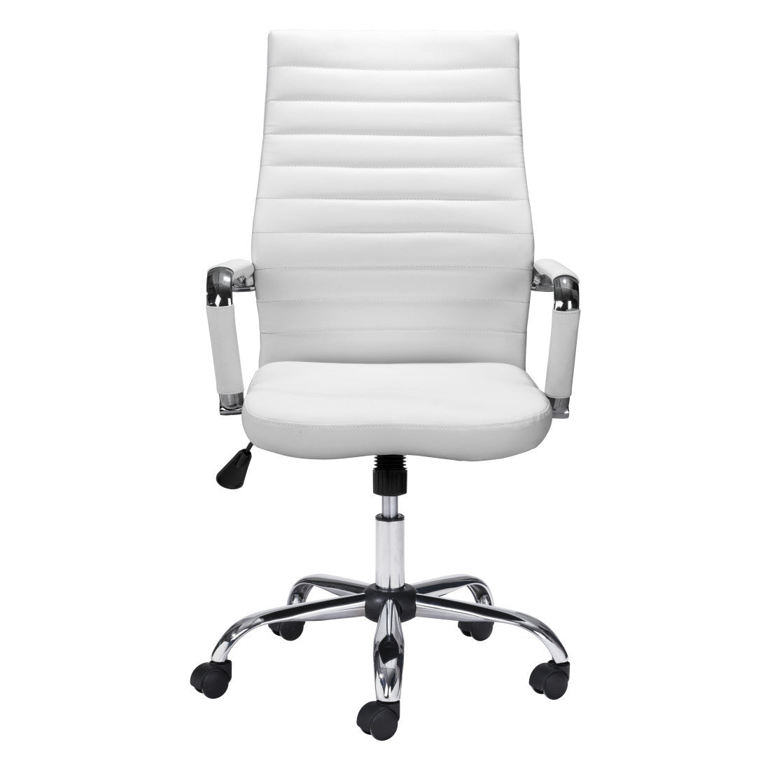 White & Silver Adjustable Swivel Faux Leather Conference Chair | Rolling, Ergonomic Design
