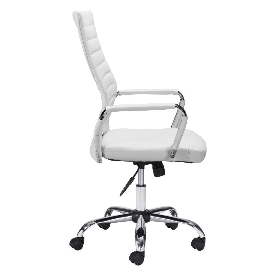 White & Silver Adjustable Swivel Faux Leather Conference Chair | Rolling, Ergonomic Design