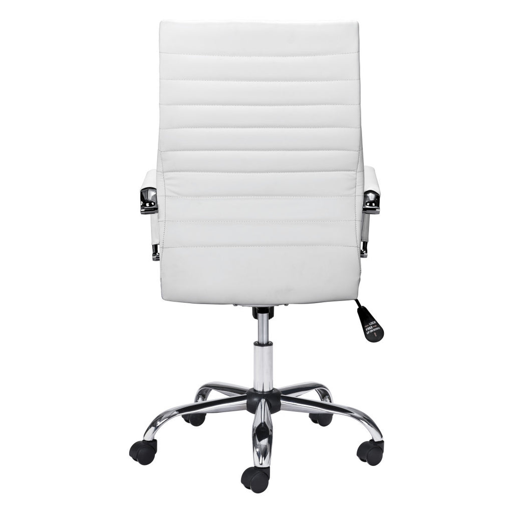 White & Silver Adjustable Swivel Faux Leather Conference Chair | Rolling, Ergonomic Design
