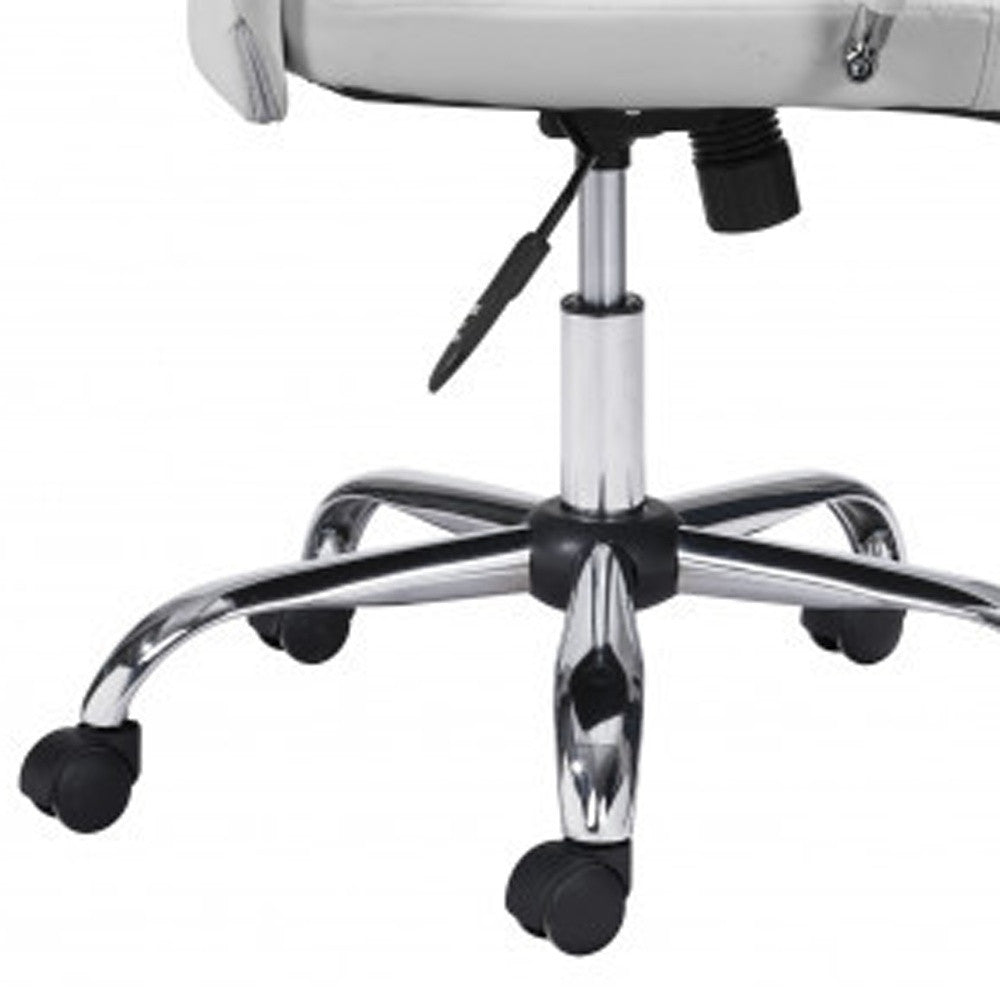 White & Silver Adjustable Swivel Faux Leather Conference Chair | Rolling, Ergonomic Design