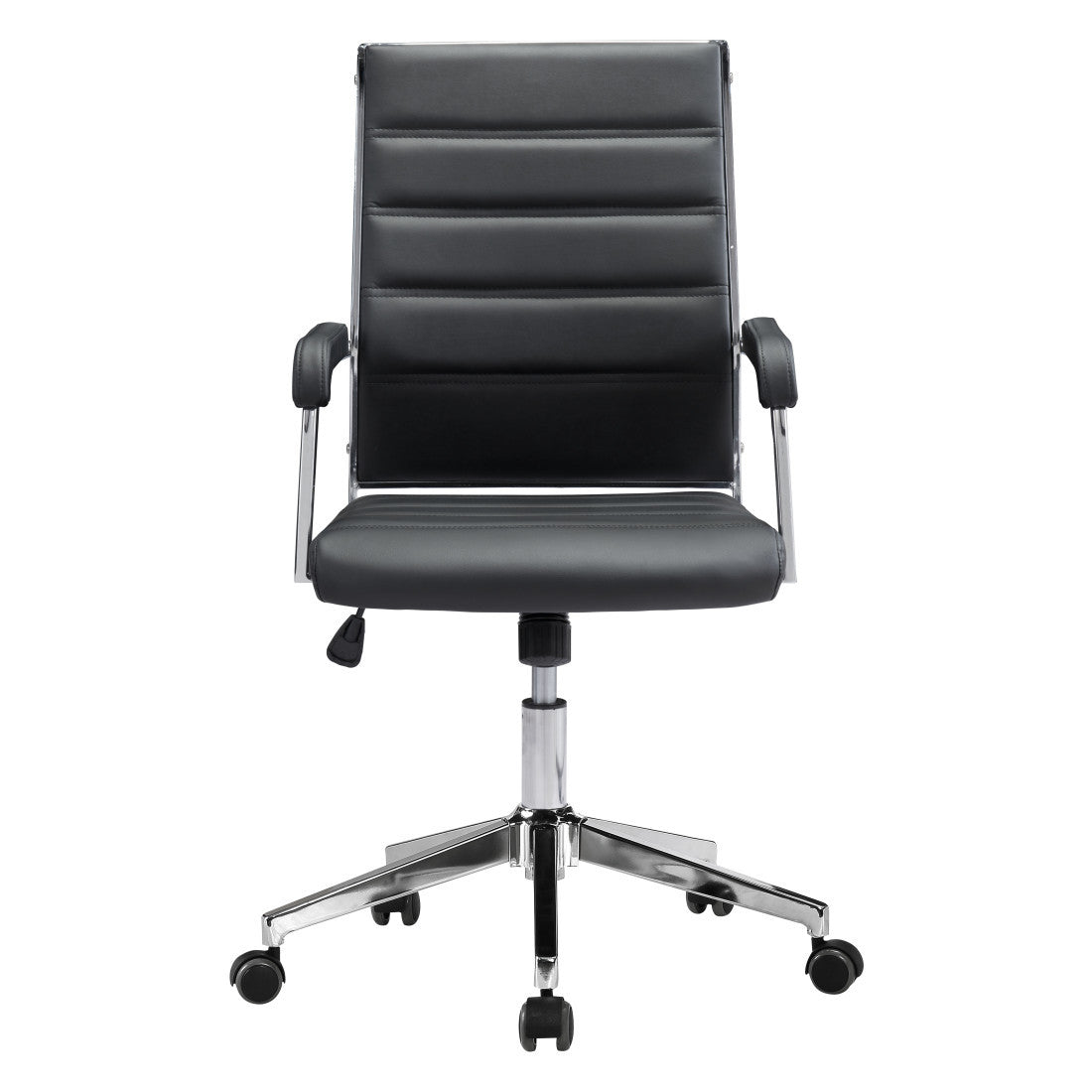 Silver & Black Adjustable Swivel Faux Leather Conference Chair | Rolling, Professional Style